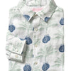 Pink House Mustique Printed Linen Shirt - Potted Palm Green/Navy