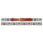 The Smathers & Branson Palms Belt features a beige needlepoint design with blue palm trees, brown Italian leather at the buckle area, and a brass buckle, shown laid flat on a white background.