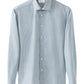 The Cut Away Slim Signature Twill Parrot Shirt by Eton is a light blue, long-sleeve button-up featuring a subtle geometric pattern on white. Crafted from extra-long staple cotton for a wrinkle-free finish, it ensures effortless all-day style.