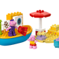 Inspire creative play with the LEGO® Peppa Pig Boat Trip set—this preschool toy features two pig figures, colorful bricks, a sandcastle, umbrella, bucket, shovel, and accessories for imaginative beach adventures.