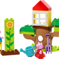 The LEGO® Peppa Pig Garden & Tree House playset by LEGO® features a treehouse, Peppa Pig figures, garden tools, a watering can, and flower blocks, perfect for toddlers' imaginative play.