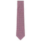 A red Robert Jensen Maltese Cross Tie, hand-stitched in Italy, features a repeating pattern of white, blue, and black circular shapes.