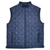 Wool/Suede Windowpane Vest - Navy