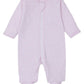 The Kissy Kissy Baby Crescent Moonlight Zip Footie features a cozy footed design with long sleeves and a front zipper. Made from soft Pima cotton, this adorable pink footie is adorned with delicate moon and star patterns for a whimsical touch.