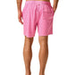 A person is shown from behind, wearing Johnnie-O Tickled Pink Swim Trunks and flip-flops, standing against a white background.