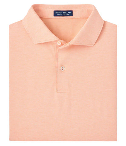Peach-colored Albatross Cotton Blend Piqué Polo from Peter Millar, featuring a collar, two buttons, and wrinkle-resistant Pima cotton.