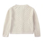Back view of the Quincy Mae Baby Girls' and Girls' Knit Cardigan in cream, featuring long sleeves and a subtle pointelle eyelet pattern throughout the fabric.