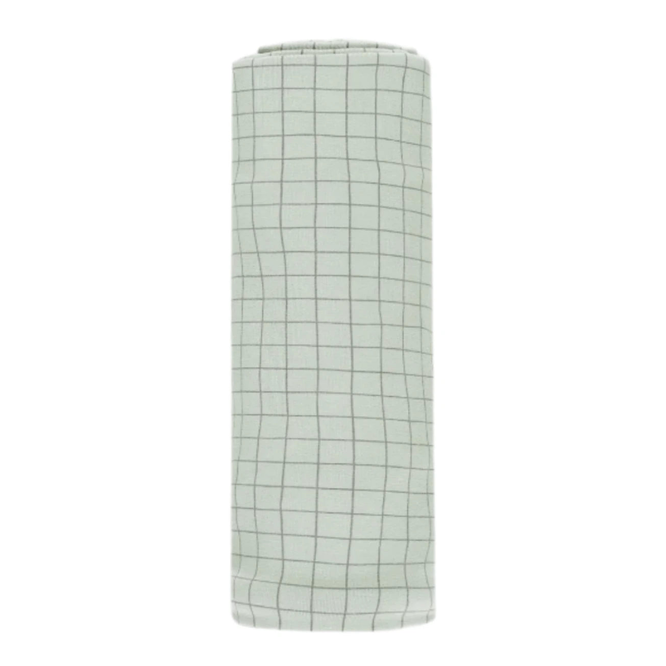 The Quincy Mae Baby Bamboo Swaddle features soft, light gray bamboo fabric with a grid pattern of thin, evenly spaced dark lines.