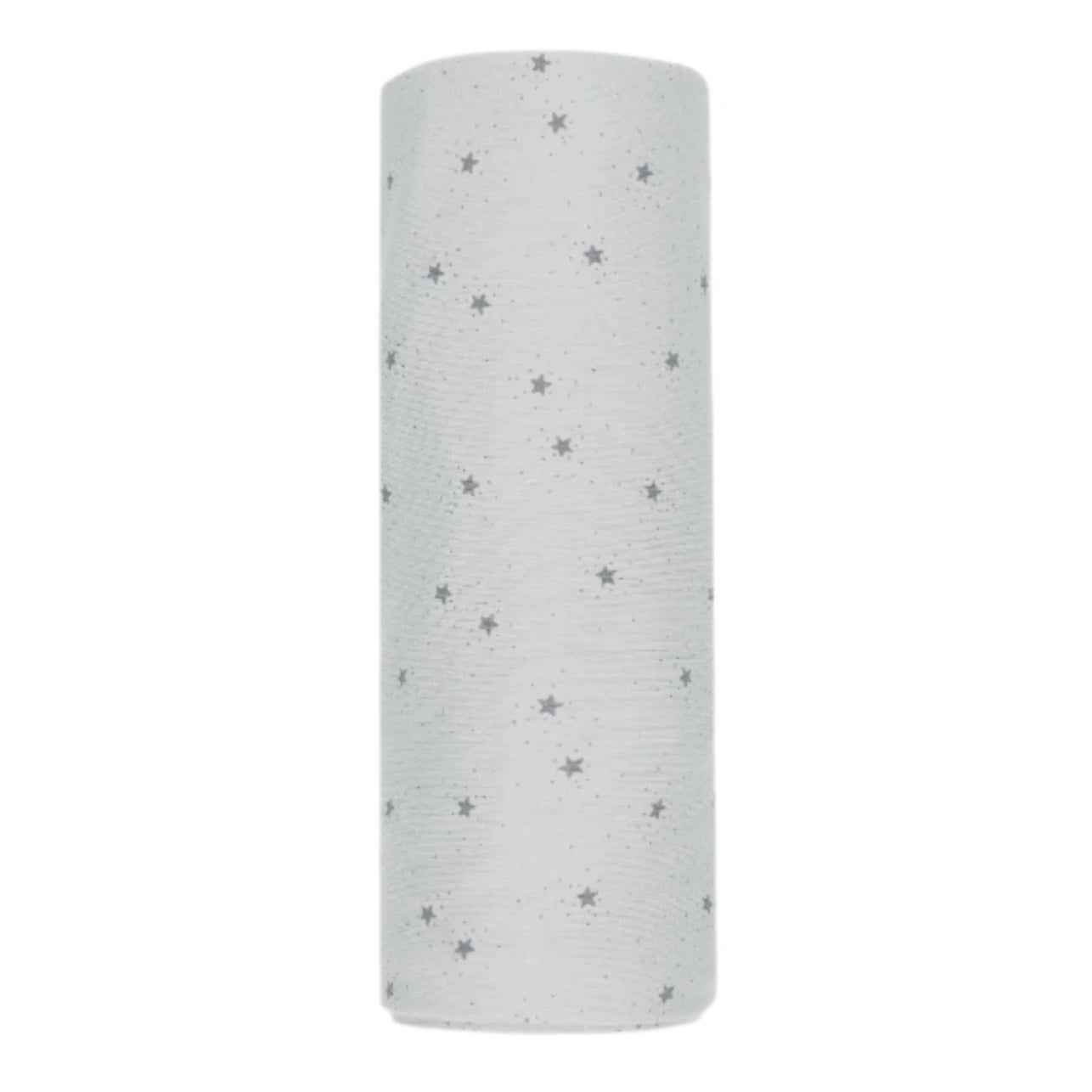 The Quincy Mae Baby Bamboo Swaddle features soft bamboo fabric adorned with evenly spaced small gray stars, creating a cozy and comfortable wrap for your baby.