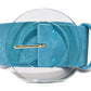 Blue suede Lizzie Fortunato Louise Belt with a gold-tone buckle.