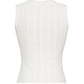 Back view of the Adam Lippes Brynn Compact Jacquard Knit Top, a sleeveless white design featuring a vertical ribbed pattern and a fitted bodice.