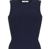 Brynn Compact Jacquard Knit Top - Navy