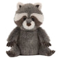 Trixiwoo Raccoon by Jellycat is a plush toy with grey and white fur, dark eyes, and a round nose, sitting upright with its legs spread.