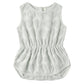 The Rylee & Cru Baby Girls' Cinch Playsuit features a light gray shell pattern, sleeveless design, elastic waist, and snap closures—ideal for summer days.
