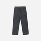 The Baby Boys’ and Boys’ Kalen Pant by Rylee & Cru is displayed from the back in dark gray, highlighting its elastic waistband with adjustable drawstrings and two square back pockets, laid flat on a white background.