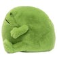 Ricky Rain Frog by Jellycat is a round, green plush toy with short arms and legs, sitting upright and facing left—perfect for cozy cuddles.