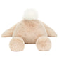 The Jellycat Smudge Rabbit, Big showcases its oatmeal fur, fluffy tail, and soft, floppy ears as viewed from the back.