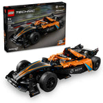 The LEGO® Technic™ Neom McLaren Formula E Race Car set includes 452 pieces, pull-back action, and dynamic box art; ideal for ages 9 and up.