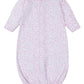 The Kissy Kissy Royal Details Pink Convertible Gown is an adorable long-sleeve gown crafted from soft Pima cotton, featuring a charming pink animal pattern on a crisp white background.
