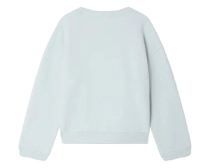 The Boys' Erol Embroidered Regatta Sweatshirt by Bonpoint, in light grey organic cotton fleece, is shown from the back against a white background.