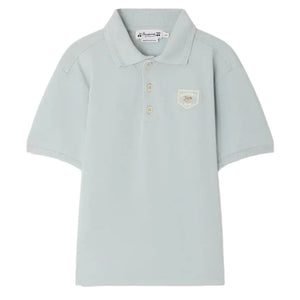 The Boys' Lorris Embroidered Polo Shirt by Bonpoint is crafted from soft piqué cotton with short sleeves, a collar, three buttons, and a subtle embroidered chest patch.