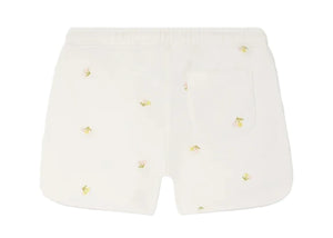 Bonpoint Girls' Caroline Fleece Shorts feature a cherry print on soft fabric and include a back pocket.