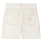 Back view of Bonpoint Girls' Lorrie Shorts in beige, featuring an elastic waistband, two rear pockets, and a small rectangular patch above the right pocket.