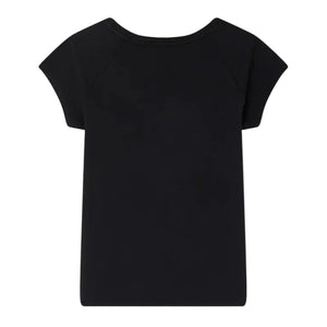 The Bonpoint Girls' Asmae T-Shirt, embroidered with cherries, is shown from the back against a white background.