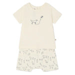 The Bonpoint Baby Boys' Fanilo Embroidered and Dog-Print Set includes a cream-colored cotton top with dog and kite print, matching shorts with playful patterns, and snap buttons for easy dressing.