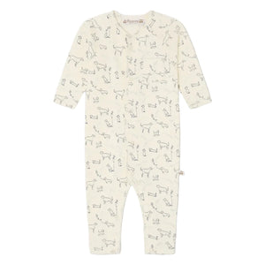 Bonpoint Baby Boys' Georget Pajamas feature a cream-colored organic cotton design with a playful dog print, long sleeves and legs, and easy fastening for comfort and convenience.