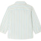 Back view of the Baby Boys' Lawson Striped Shirt by Bonpoint, a long-sleeve button-up with light blue and white vertical stripes.