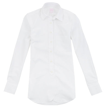 Ann Mashburn Boyfriend Shirt isolated on a white background.