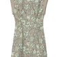 The 3.1 Phillip Lim Short Sleeve Floral Mini Dress features a chic 60s silhouette, light green floral graphic pattern, and fitted seams, displayed flat on a white background.