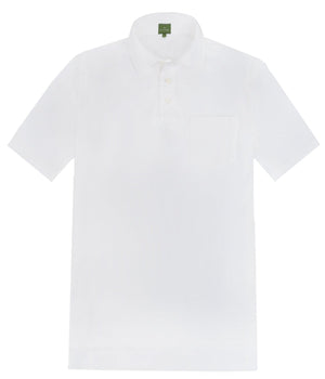 Sid Mashburn White Peruvian pima pique polo shirt displayed on a plain background.