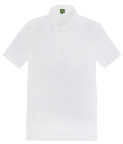Sid Mashburn White Peruvian pima pique polo shirt displayed on a plain background.