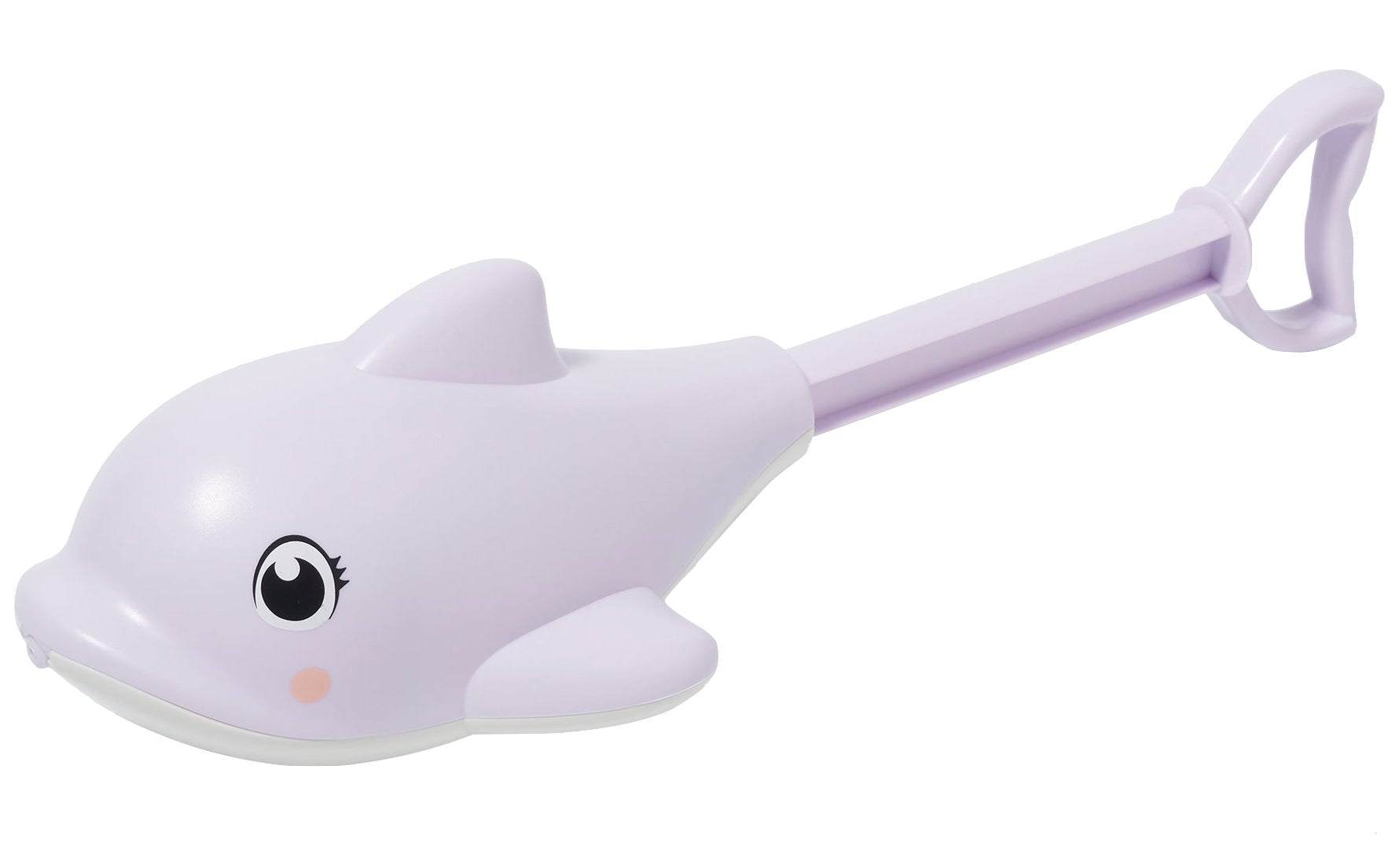 A purple Sunnylife Water Squirter, dolphin-shaped with a long handle, featuring a cute face with big eyes and a small pink cheek.