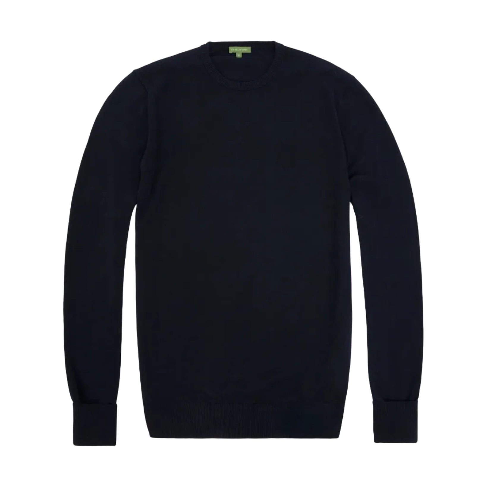 The Sid Mashburn Crewneck Sweater, a classic long-sleeve black style, is laid flat on a white background.
