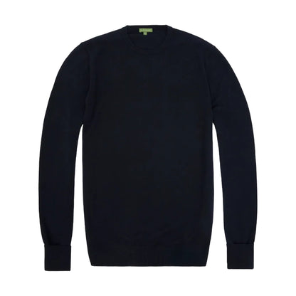 The Sid Mashburn Crewneck Sweater, a classic long-sleeve black style, is laid flat on a white background.