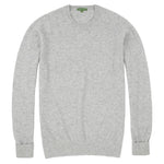 The Sid Mashburn Classic Crewneck Cashmere Sweater, in light gray, is expertly crafted from soft cashmere and laid flat on a white background.