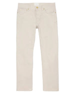 The Sid Mashburn Clift Straight Leg Jean in light beige stretch denim features a five-pocket design and belt loops, displayed flat on a white background.