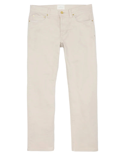 The Sid Mashburn Clift Straight Leg Jean in light beige stretch denim features a five-pocket design and belt loops, displayed flat on a white background.