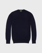 A Sid Mashburn Fine-Gauge Crewneck Sweater in navy is displayed flat on a white background, showcasing its plain design and long sleeves.