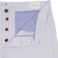Close-up of Sid Mashburn Garment-Dyed Field Pant in light cotton twill, featuring a partially open button fly, visible interior stitching, and a "Sid Mashburn" label.