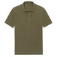 The Sid Mashburn Pima Pique Short-Sleeved Polo in olive green features a cut-and-sew collar, two-button placket, chest pocket, and tennis tail, shown laid flat on a white background.