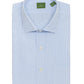 The Sid Mashburn Spread Collar Dress Shirt features a light blue and white check pattern, button-down closure, front pocket, and neatly folded spread collar design.