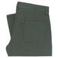 The Sid Mashburn Clift Jean is a pair of green five-pocket jeans in garment-dyed proprietary denim, neatly folded to display the back pocket and waistband with belt loops.