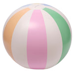 A large Sunnylife Beach Ball, Pool Side Pastel Gelato with pastel-colored vertical stripes in pink, green, yellow, and blue on a white background, perfect for summer fun.