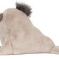 Jellycat’s Roarwell Sea Lion plush toy features a light gray body, darker round snout, and a short gray tuft on its head, depicted as if pausing mid-dance when viewed from the side.