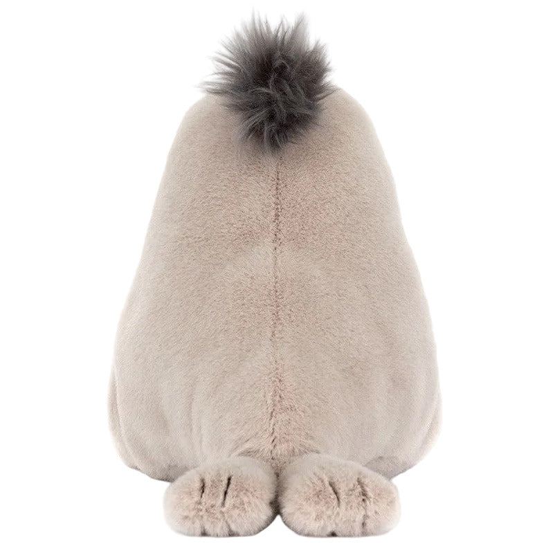 A soft plush sea lion toy by Jellycat, featuring gentle light grey fur—ideal for a thespian’s collection or as a whimsical interpretive dance prop.