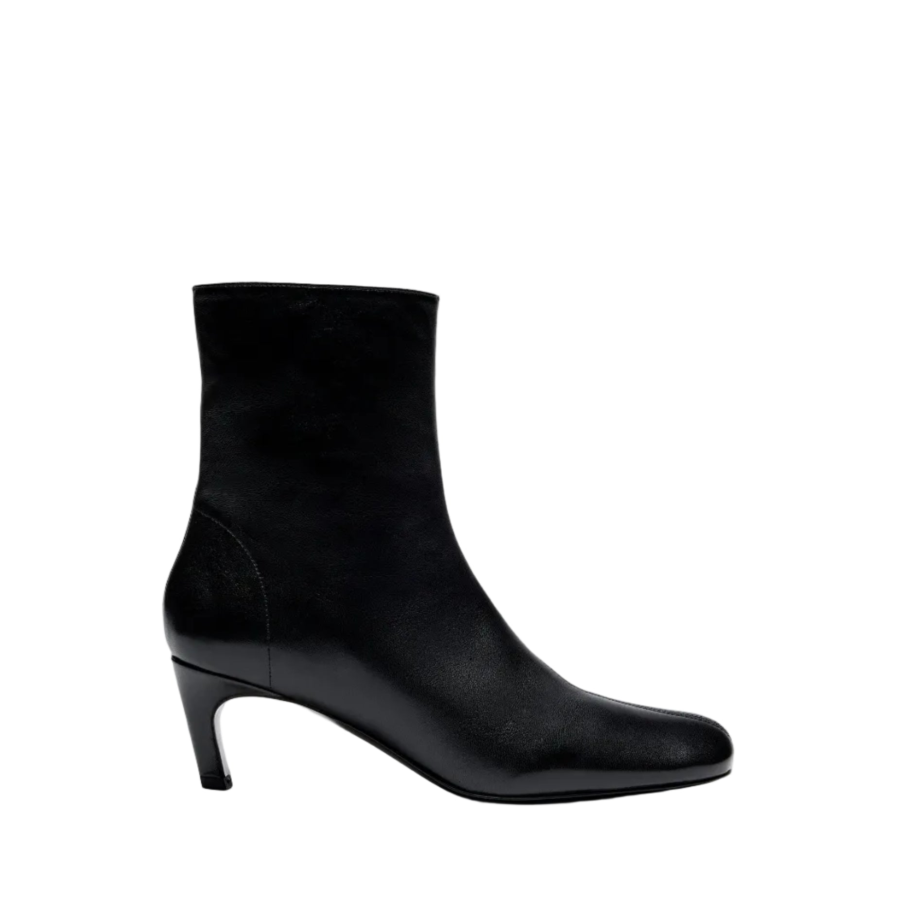 The Proenza Schouler Uma Ankle Boots feature a rounded toe and a mid-height kitten heel, shown in profile on a white background.